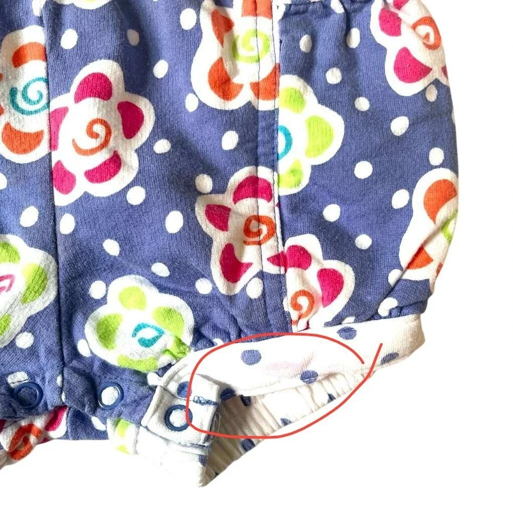 Vintage Gymboree Rainbow Tag Newborn Baby Girls Floral Polka Dot Romper Overalls